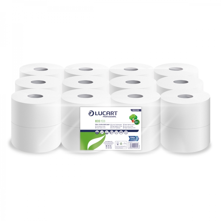 JWH103 - Micro Jumbo Toilet Rolls Recycled - 2ply White x125m (x24